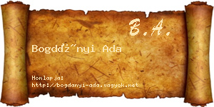 Bogdányi Ada névjegykártya